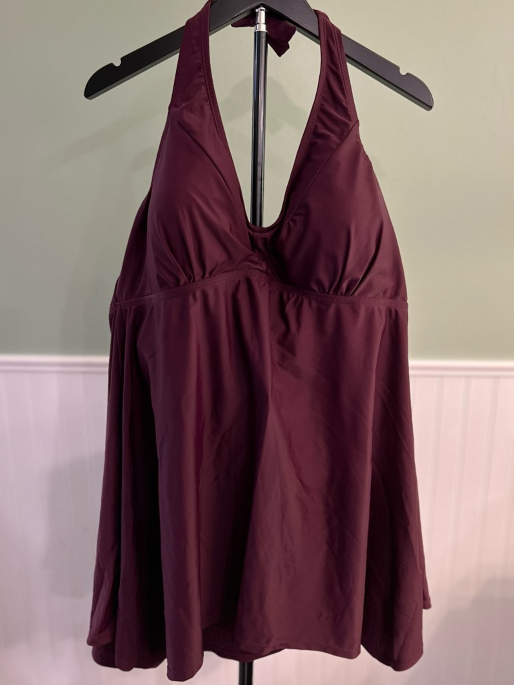 NWT- Love My Curves Deep Plum Halter Tankini Swim dress